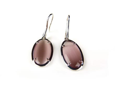 Zilveren oorringen oorbellen Model Oval met roze stenen
