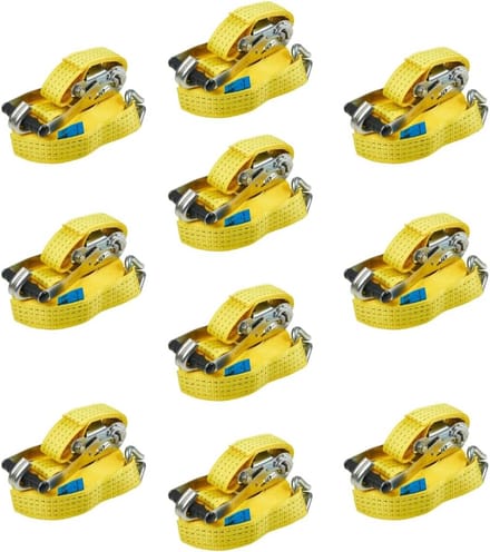 10x Spanband Met Ratel 4 Ton 10 Meter Gele Verstelbare Vastzetband