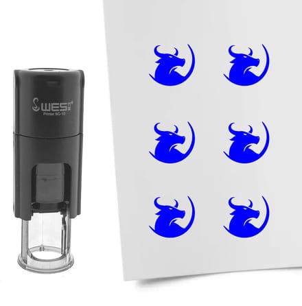 CombiCraft Stempel stier 10mm rond blauwe inkt - per 1 stuk