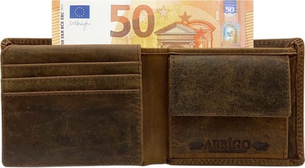 Portemonnee Heren - Portefeuille Heren - Arrigo Portemonnee - Billfold model Lichtbruin Buffelleer