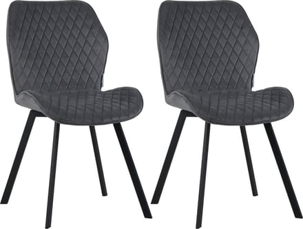 Colenis® - Rio eetkamerstoel - Set Van 2 - Grijs - Fluweel - Velvet - Industrieel - Stoel
