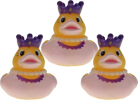 Rubber badeendje prinses - 3x - lichtroze - badkamer fun artikelen - size 5 cm - kunststof - speelgoed eendjes