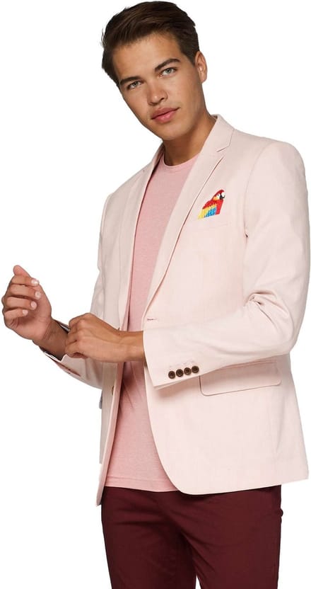 OppoSuits Deluxe Tropical - Birdie  - Heren Blazer - Zomers - Soft Pink - Maat EU 52