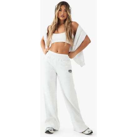 boohoo Dames DSGN Studio Geborduurde Straight Leg Jogger | Ash Grey | Maat: XL
