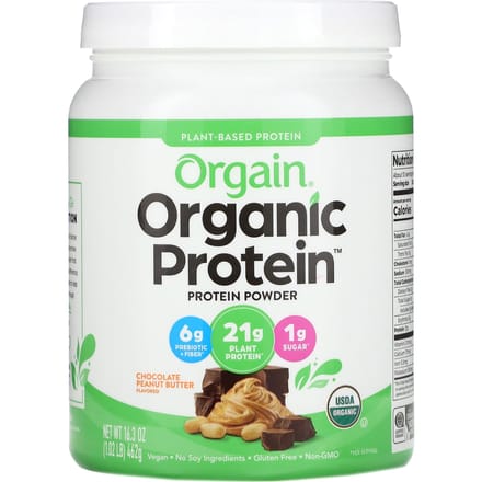 Orgain, Poudre de Protéines Bio, Végétale, Chocolat Beurre de Cacahuète, 1,02 lb (462 g)