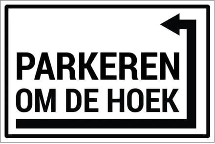 Parkeren rechts om de hoek sticker | 45 x 30 cm