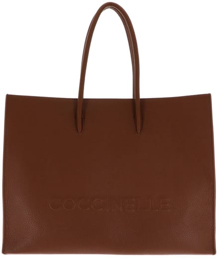 COCCINELLE Leren schoudertas Maxi Log Handbag Grained Leather Cognac bruine