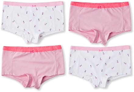 Little Label - dames shorts 4-pack - wit bloem M/38 - maat: M / 38-40 - bio-katoen