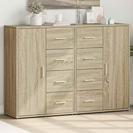 vidaXL - Dressoirs - 2 - st - 60x31x84 - cm - bewerkt - hout - sonoma - eikenkleurig