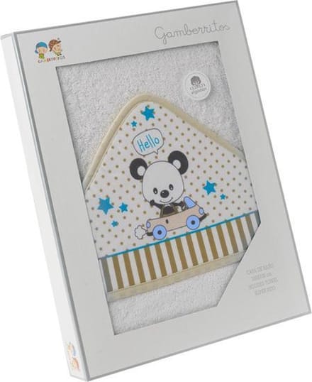 Gamberritos Badcape Beertje 100 X 100 Cm Katoen Witbeige