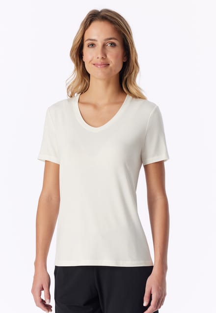 Shirt met korte mouwen en v-hals, natuurwit - Mix+ Relax 34