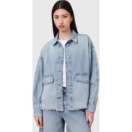 AllSaints Hettie Denim Shacket Light Indigo Maat: M | Spijkerjassen Outlet | Dames | Blauw