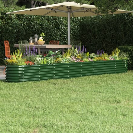 vidaXL - Plantenbak - 332x40x36 - cm - gegalvaniseerd - staal - groen