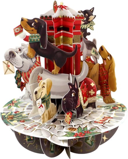 3D Swing Pop-up Kerst Wenskaart met envelop Honden xps093