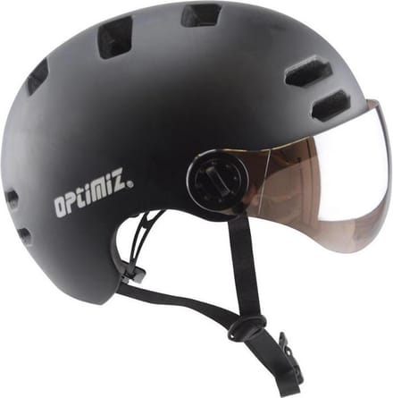Optimiz fietshelm met vizier CE EN 1078 - ebike - mat zwart M (55-58 cm)