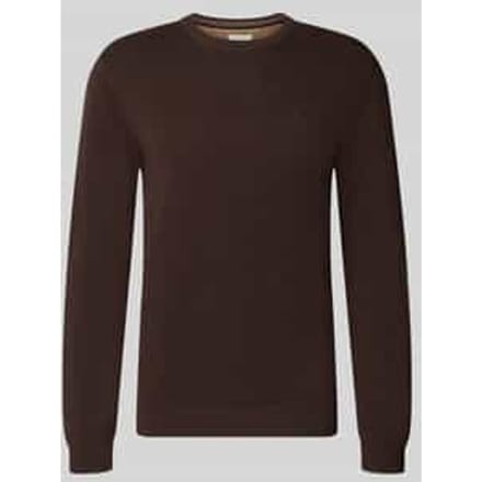 Tom Tailor - Basic gebreide trui van katoen - Maat M - dark chocolate brown melange