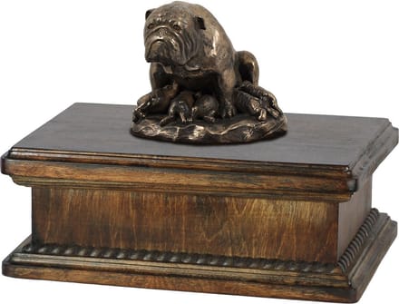 Bulldog urn - elegante urn met beeldje voor hondenas