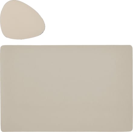 Placemats en onderzetters lederlook - set 6x - creme - 45 x 30 cm