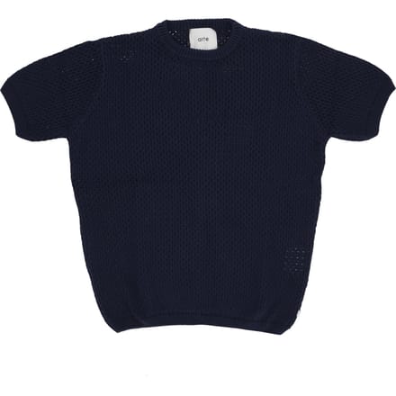 Mannen lange mouw T-shirt haak brei Tee Navy