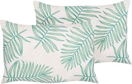 POGGIO - Tuinkussen set van 2 - Beige/ Groen - 40 x 60 cm - Polyester