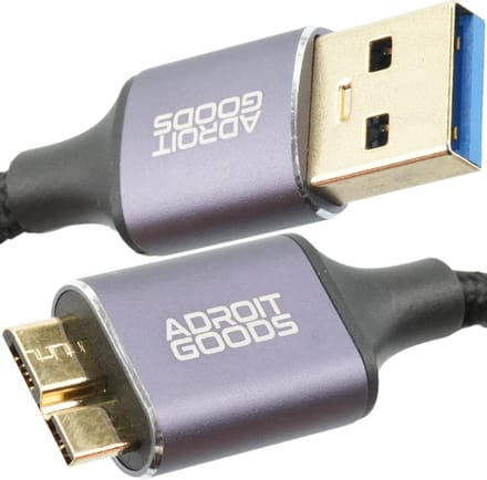 AdroitGoods USB-A 3.0 naar Micro-B 3.0 Kabel – SuperSpeed 5Gbps – Gevlochten Datakabel – Voor Externe Harde Schijf & Dataoverdracht - 2m