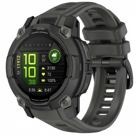 Siliconen bandje - geschikt voor Garmin Instinct 3 Amoled / Solar 50mm - gespsluiting - grijs