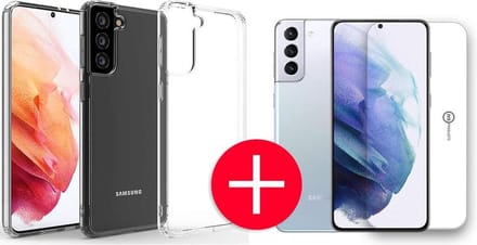 Hoesje geschikt voor Samsung Galaxy S21 Plus + Screenprotector - Transparant - Hoes - Cover - Case - Screenprotector kit