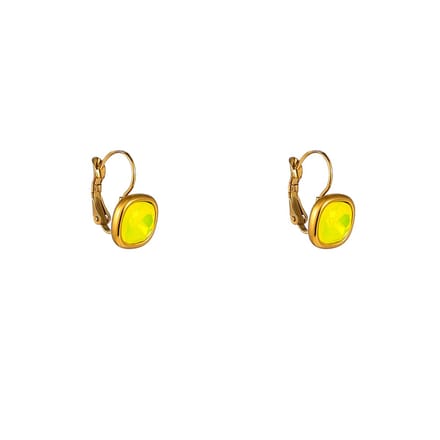 Go Dutch Label Oorhangers Small Square Stone Lemon