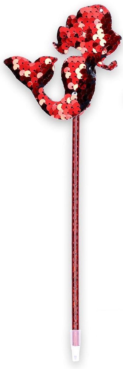 Zeemeermin Balpen | Mermaid | Pailletten Pen Rood