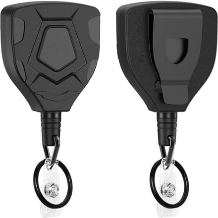 Porte-badge Clip Rétractable Robuste Porte-clés Clip Mousqueton Haute Élasticité Accessoires d'Extérieur Avec Câble en Acier Pour noir