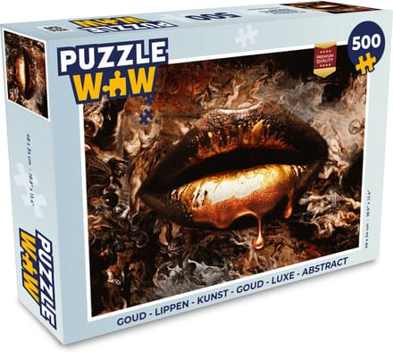 Puzzel Goud - Lippen - Kunst - Goud - Luxe - Abstract - Legpuzzel - Puzzel 500 stukjes
