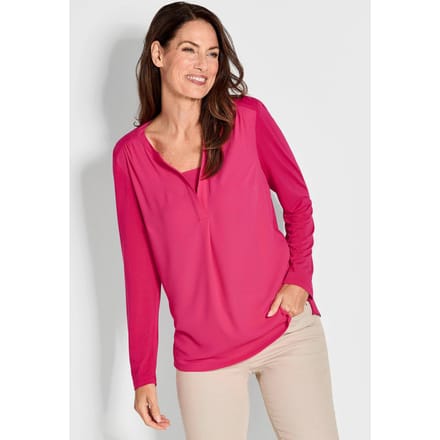 Elegante blouseshirt van jersey en chiffon - roze - Gr. 21 van Goldner Fashion