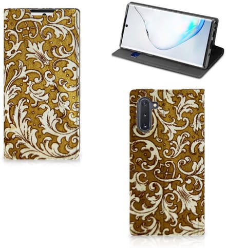 Book Case voor Telefoon Hoesje Samsung Galaxy Note 10 Barok Goud