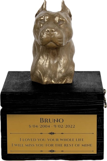 Urn hond met gravure en sculptuur van American Staffordshire Terrier