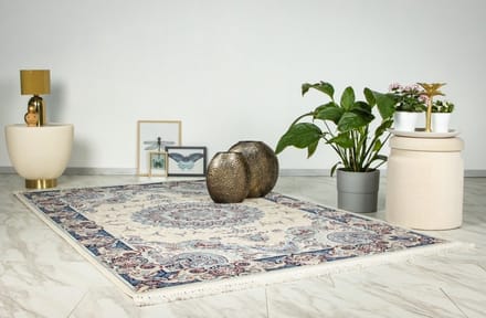 Flycarpets Darius Klassiek Perzisch Design Medaillon Oosters Vloerkleed - Creme - 240x330 cm