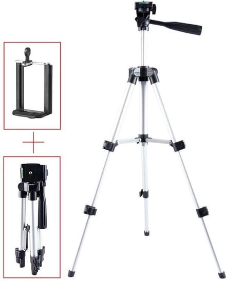 Smartphone Tripod Camera Statief 28-65cm + waterpas Telefoon houder