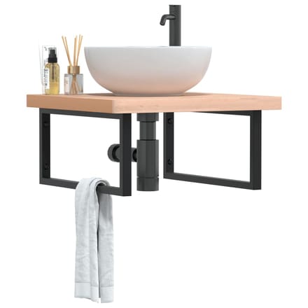 vidaXL - Badkamer - wandschap - staal - en - massief - beukenhout