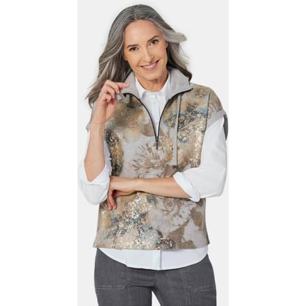 Sweatshirt met korte mouwen - grijs / gedess. - Gr. 24 van Goldner Fashion
