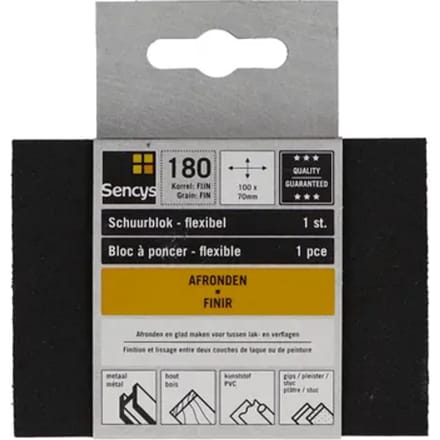 Sencys Schuurvel - P180 - Zwart - 70x100mm