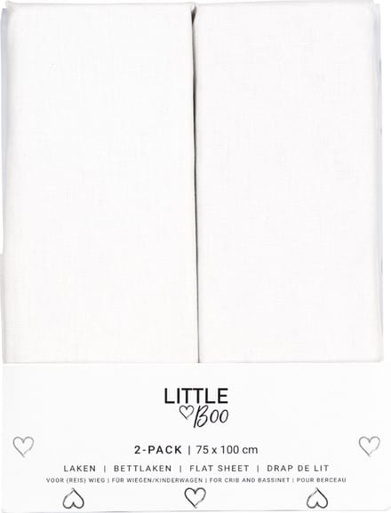 Little Boo Laken Wieg - Uni Wit - 2-pack - 75x100