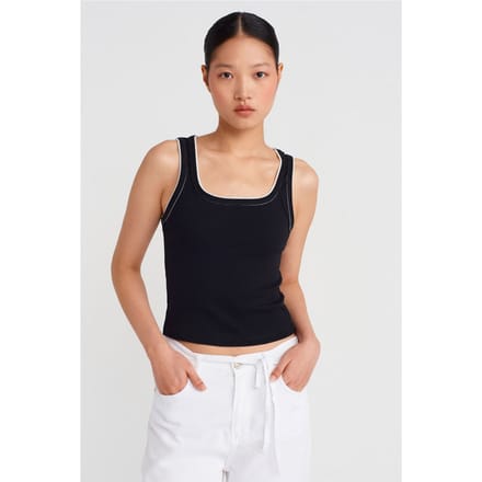 Dames Geribbelde Katoenen Cami Blouse
