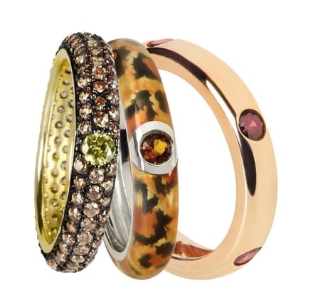 Ravissante ringenset van zilver met emaille en CZ