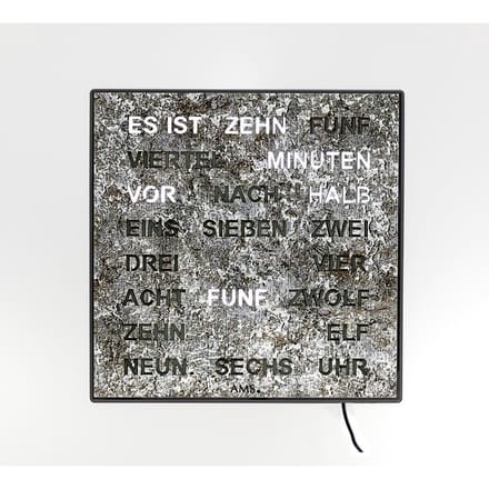 Intertime | Woordklok | Wandklok | Tafelklok | 28x28 | Grafiet | Duits