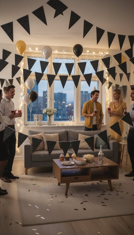 Slinger - Zwart glitter - 6 meter - Feest - Party