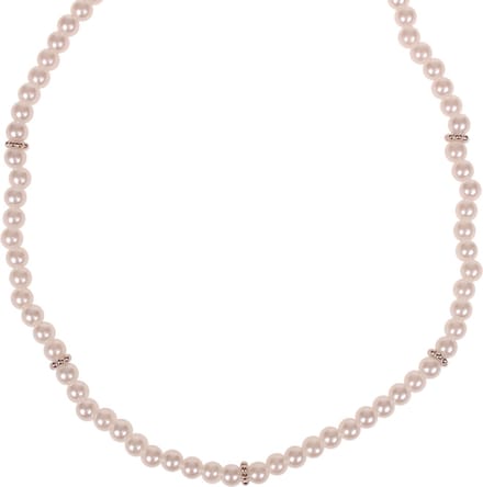 Kinderketting - Ivoorkleur - Imitatiepareltjes 6mm - Spacers - Elastisch