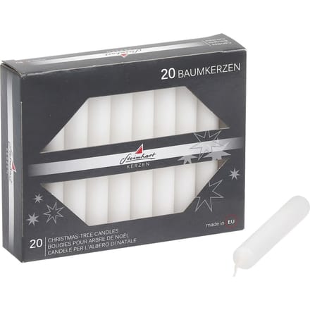 Boomkaarsen, doorgekleurd, 20‑pack - Wit