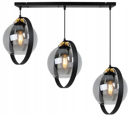 Light-Home RING HAGA – Hanglamp – Glazen Kappen – 3-Lichts – Grafietkleur