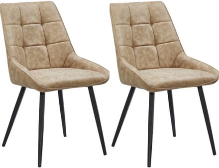 Colenis® - Dansk Eetkamerstoel - Set Van 2 - Sand - Microfiber Stof - Industrieel - Stoel