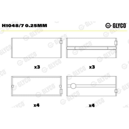 Krukaslagerset GLYCO H1048/7 0.25mm