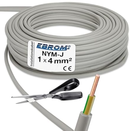 Aardingskabel GRIJS NYM-J 1x4 mm² - Per meter - Keuze uit lengtes
